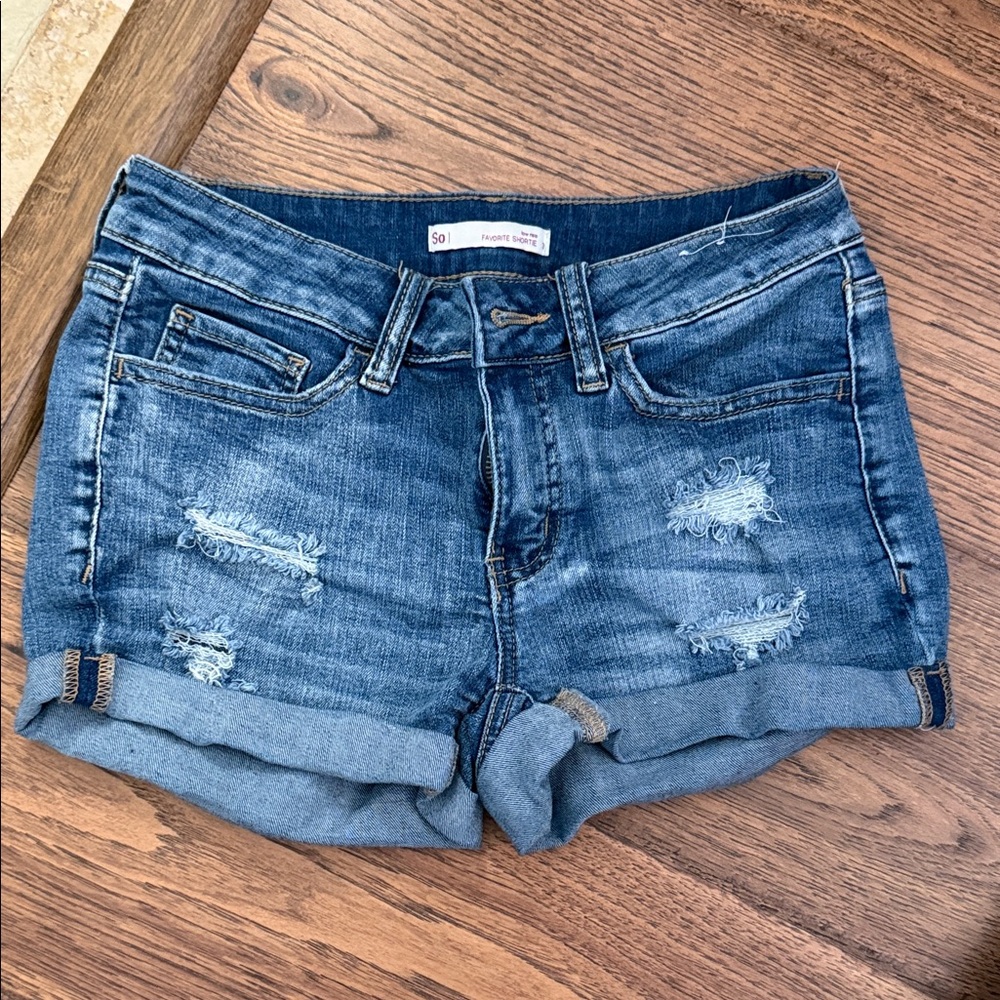 SO Distressed Blue Jean Shorts
